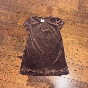 Vintage Holiday Editions Brown Velvet Girl’s Dress with Pink Embroidery Size 4T